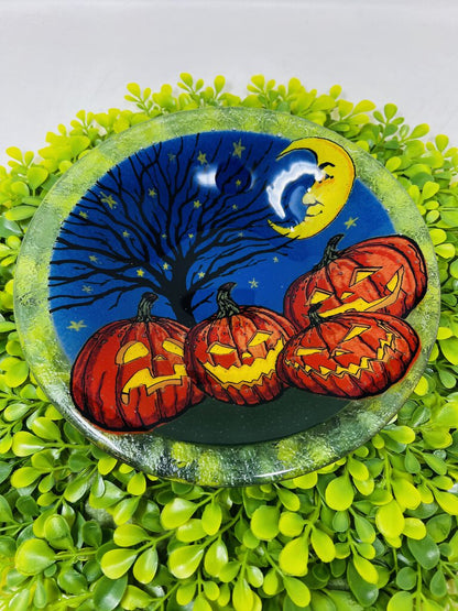 Peggy Karr Glass Bowl Halloween Pumpkin Patch