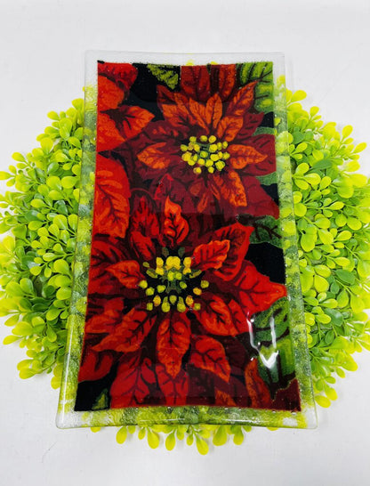 Peggy Karr Glass Platter Poinsettia