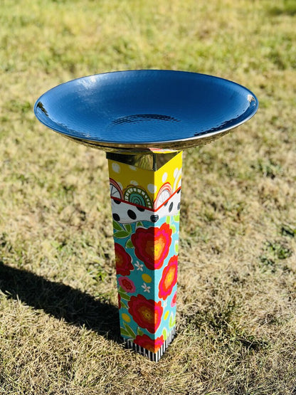 Colorful Garden Birdbath