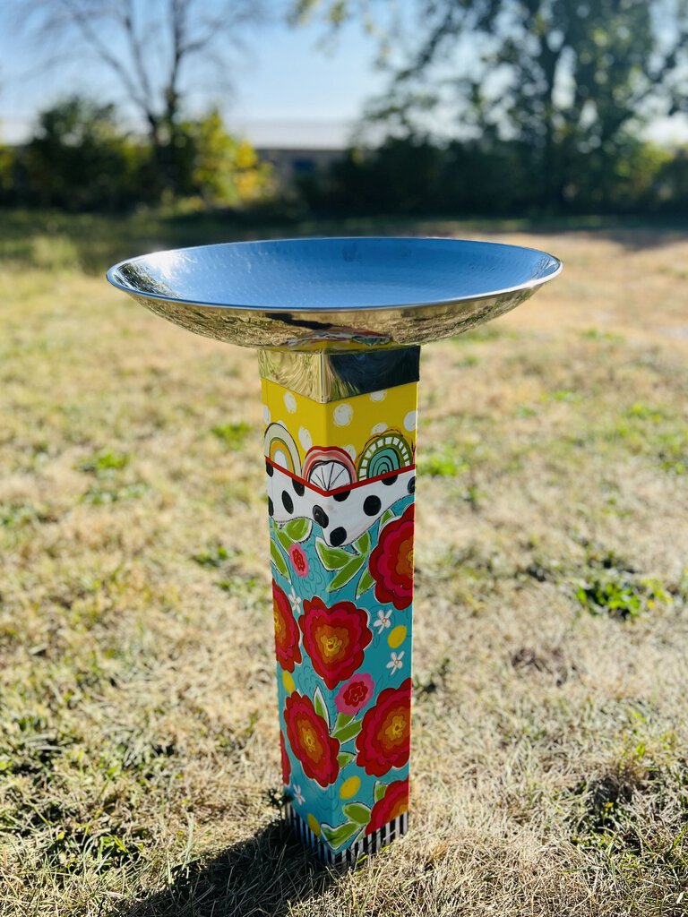 Colorful Garden Birdbath