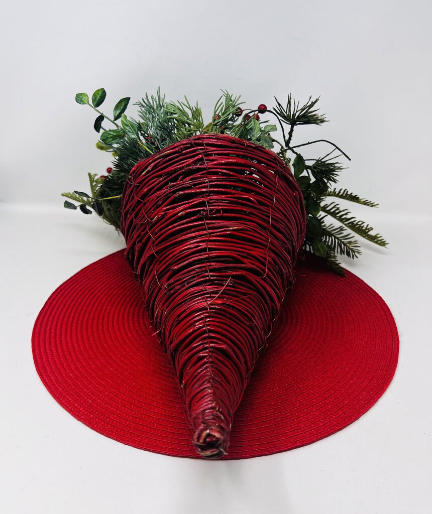 Cornucopia Red Basket Filled Greenery Berries