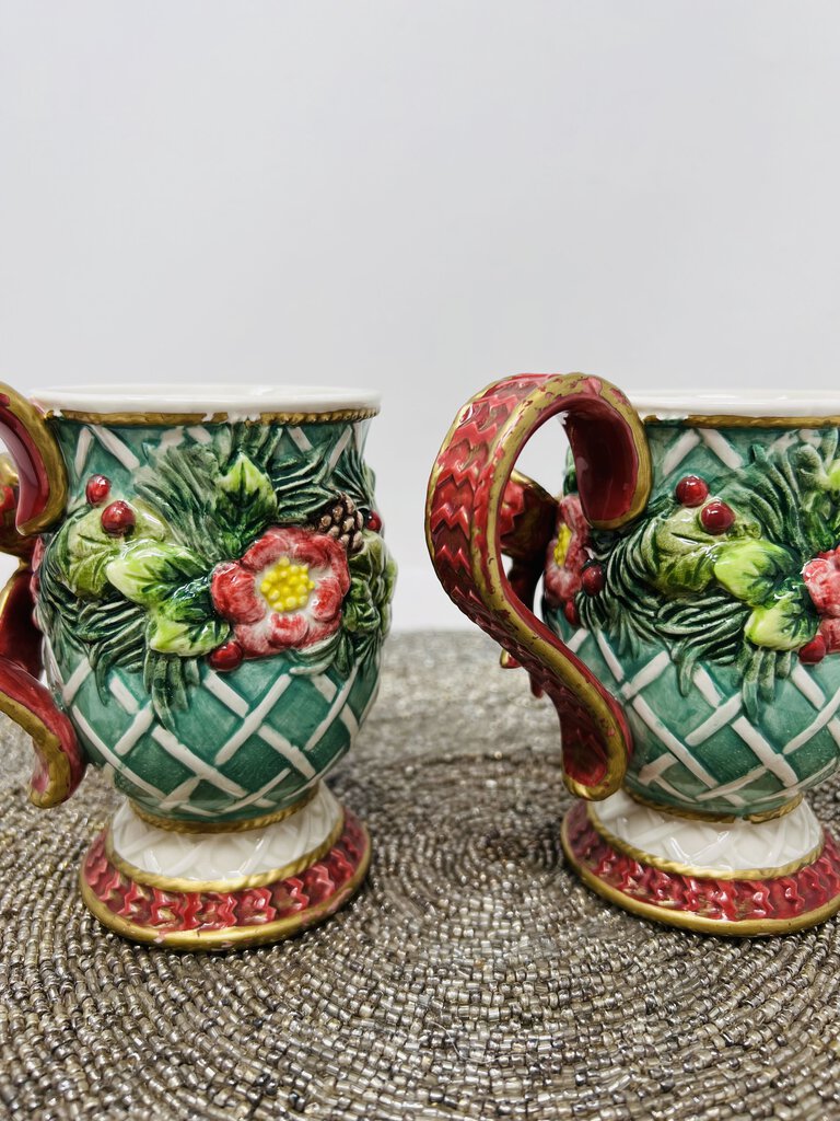 Fitz & Floyd Christmas Bow Mug Set