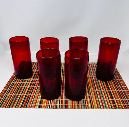 Pottery Barn Blown Red Drinking Glass Set