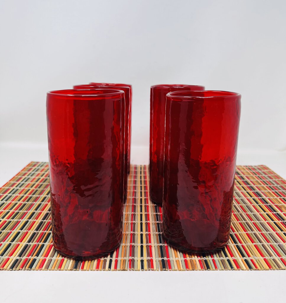 Pottery Barn Blown Red Drinking Glass Set