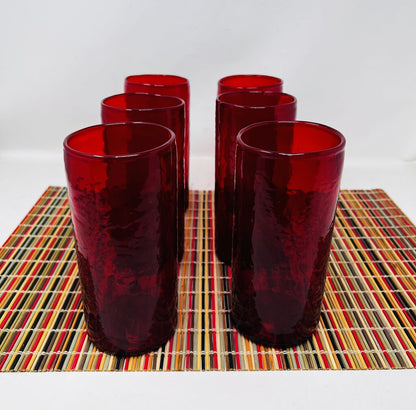 Pottery Barn Blown Red Drinking Glass Set