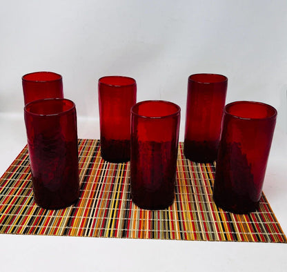 Pottery Barn Blown Red Drinking Glass Set