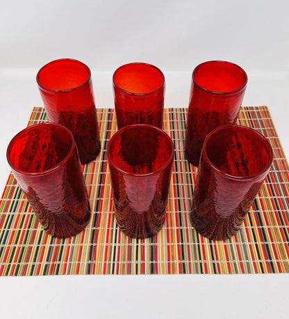 Pottery Barn Blown Red Drinking Glass Set