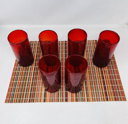 Pottery Barn Blown Red Drinking Glass Set