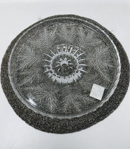 Mikasa Crystal Candle Holder Platter