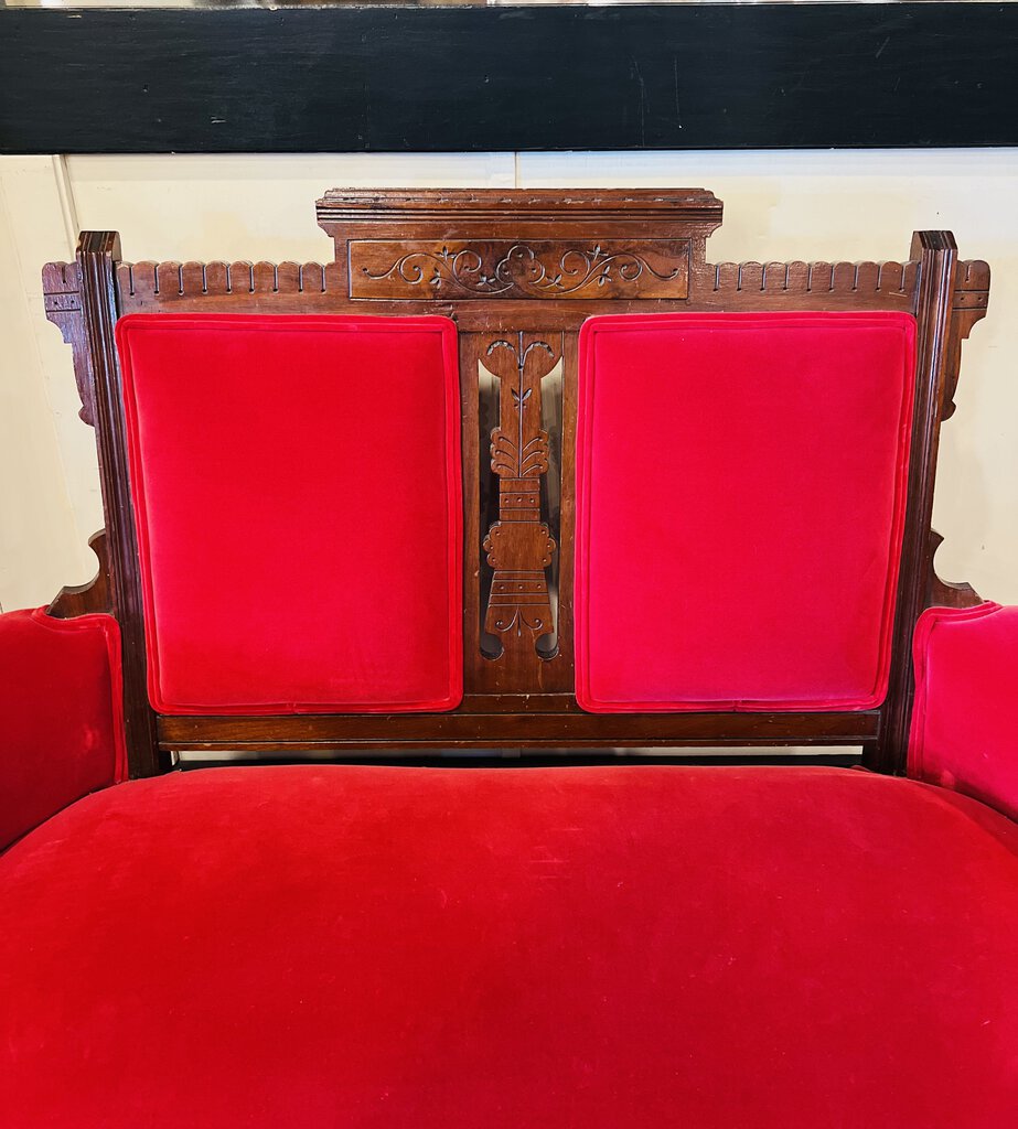 Antique Red Love Seat