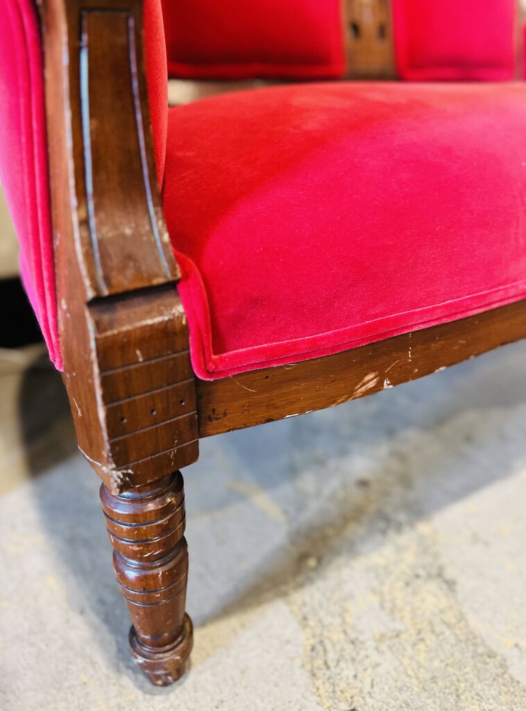 Antique Red Love Seat