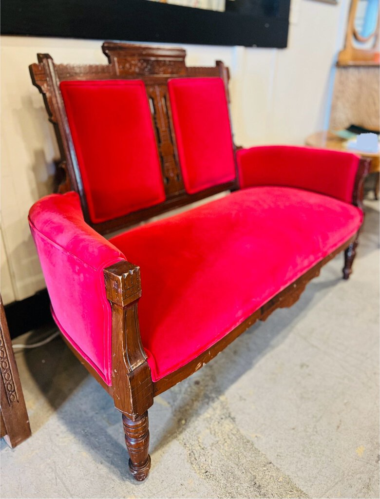 Antique Red Love Seat