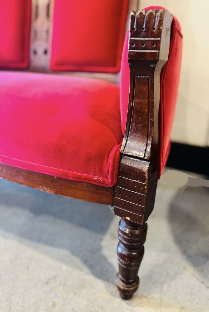 Antique Red Love Seat