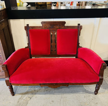 Antique Red Love Seat