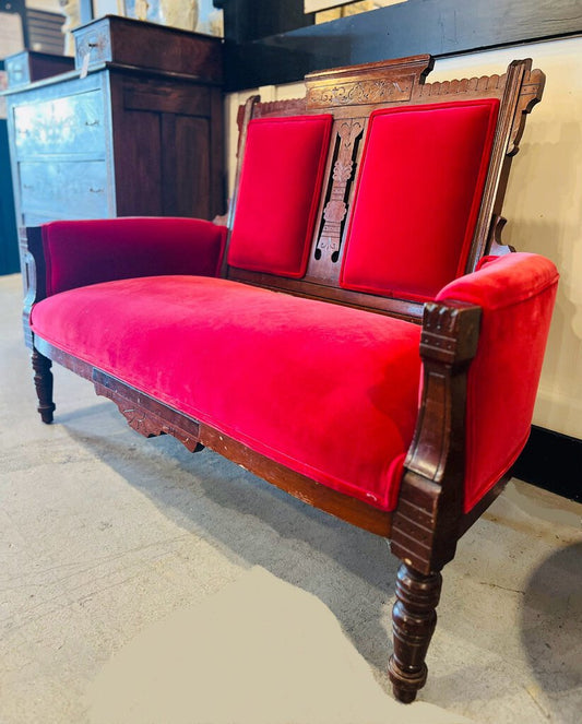 Antique Red Love Seat