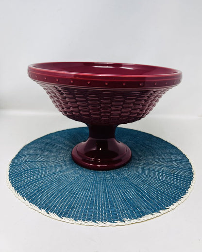 Longaberger Woven Pedestal Bowl Paprika