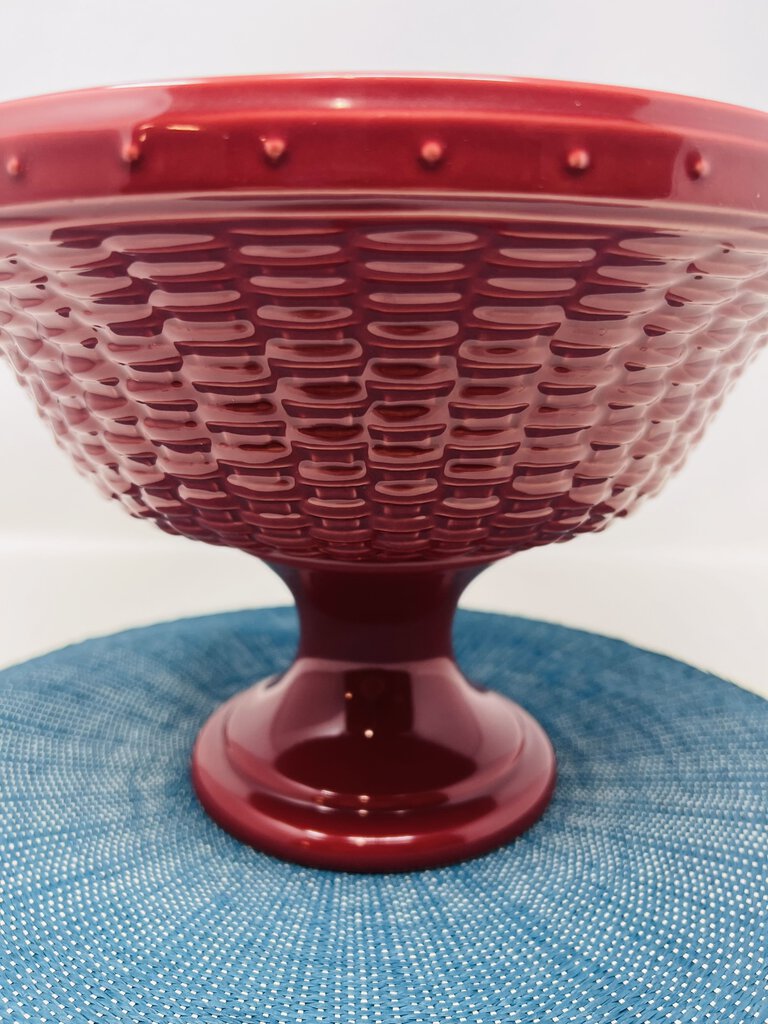 Longaberger Woven Pedestal Bowl Paprika