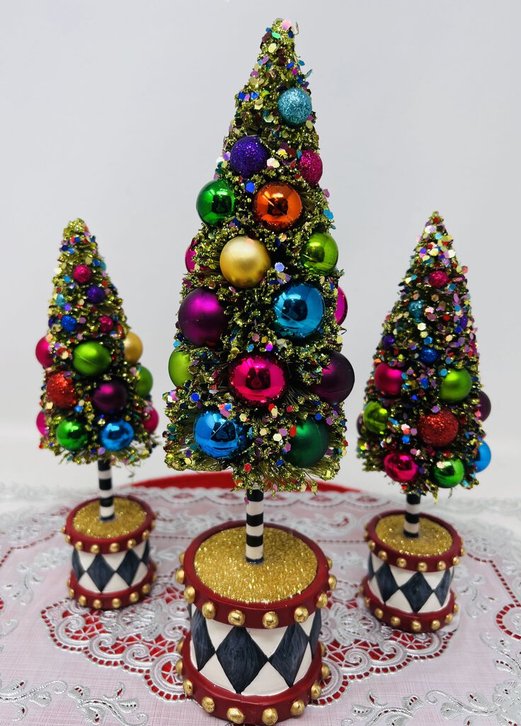 FABULOUS Mackenzie Childs Bottle Brush Tree Set