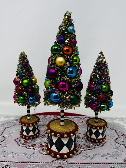 FABULOUS Mackenzie Childs Bottle Brush Tree Set