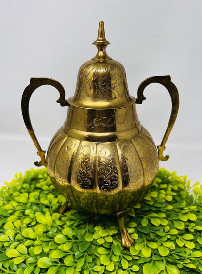 Brass Footed Decorative Urn- India