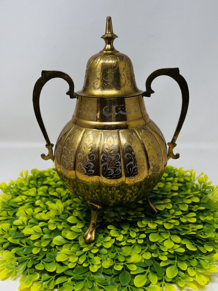 Brass Footed Decorative Urn- India