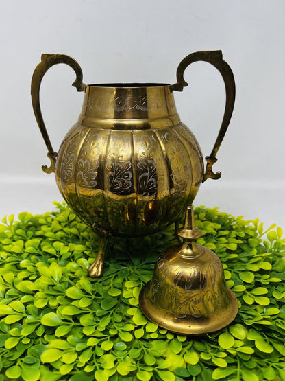 Brass Footed Decorative Urn- India