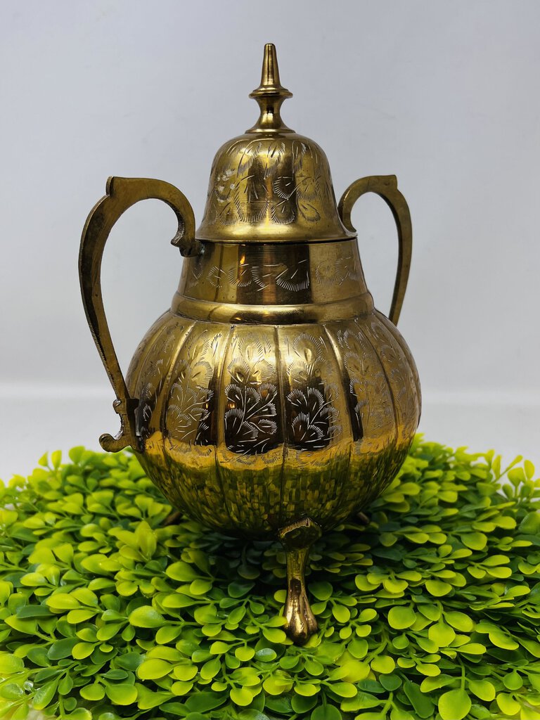 Brass Footed Decorative Urn- India