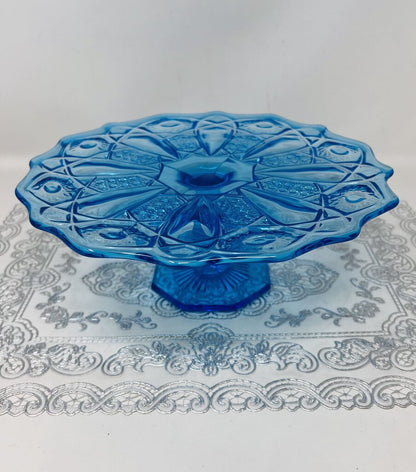 Vintage Blue Glass Cake Stand