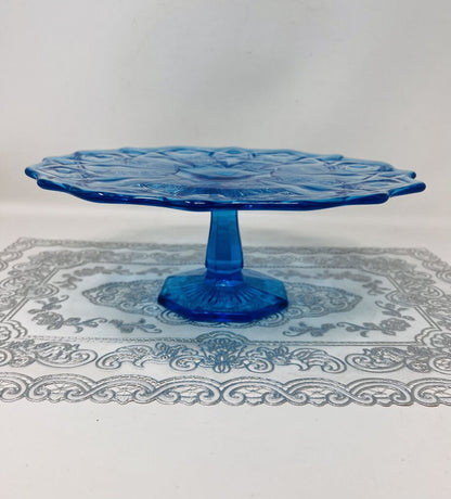 Vintage Blue Glass Cake Stand