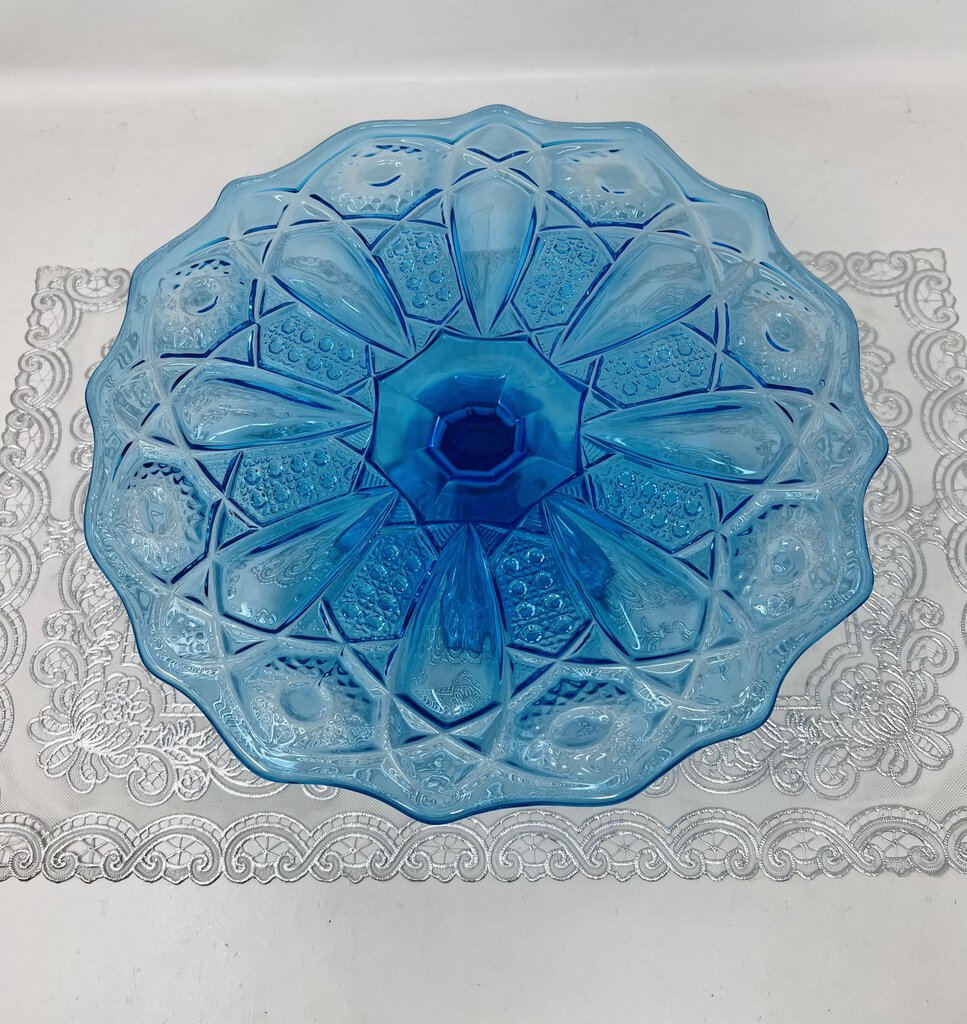 Vintage Blue Glass Cake Stand