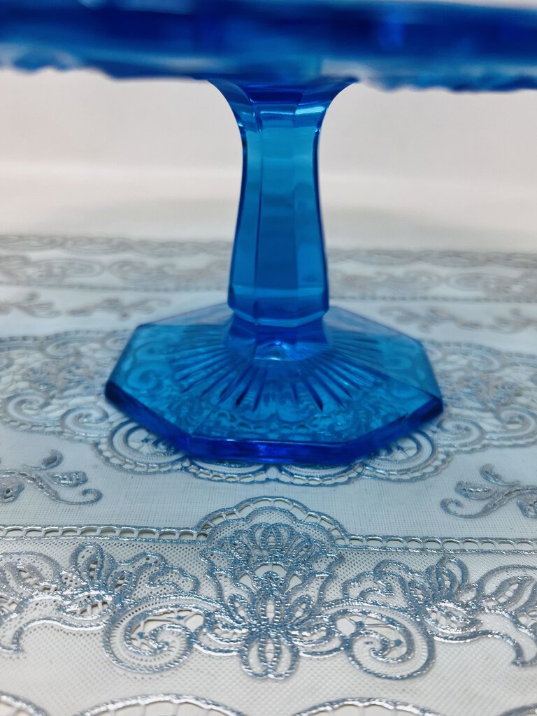 Vintage Blue Glass Cake Stand