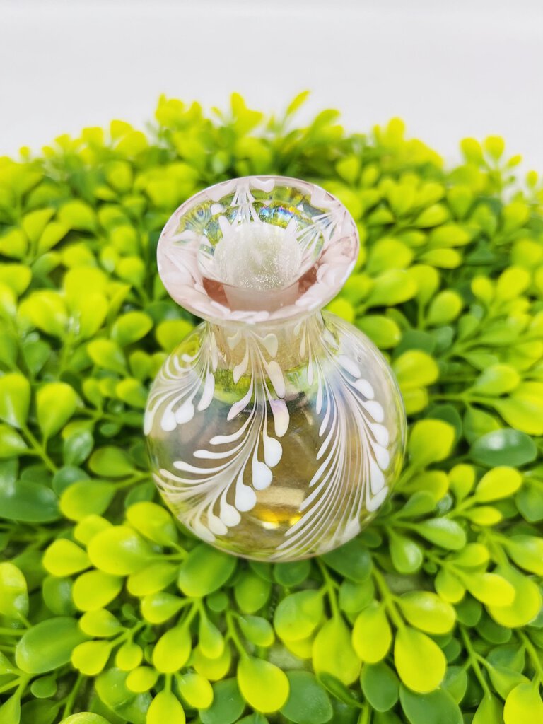 art glass pink opal Perfume Bottle with stopper