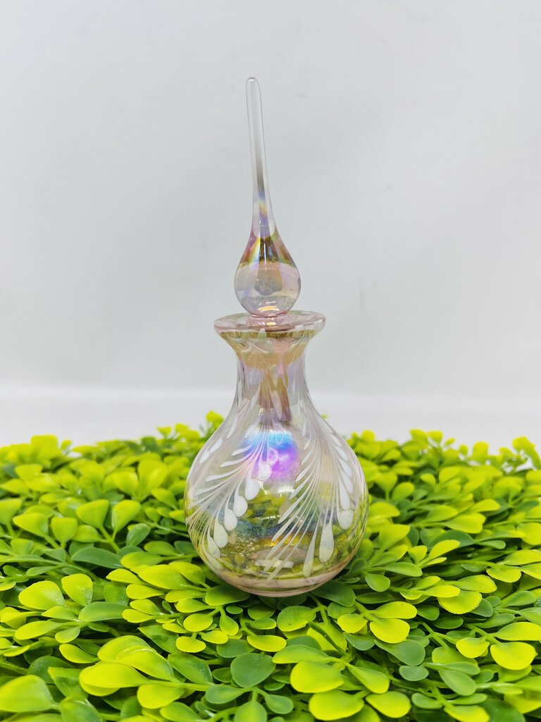 art glass pink opal Perfume Bottle with stopper