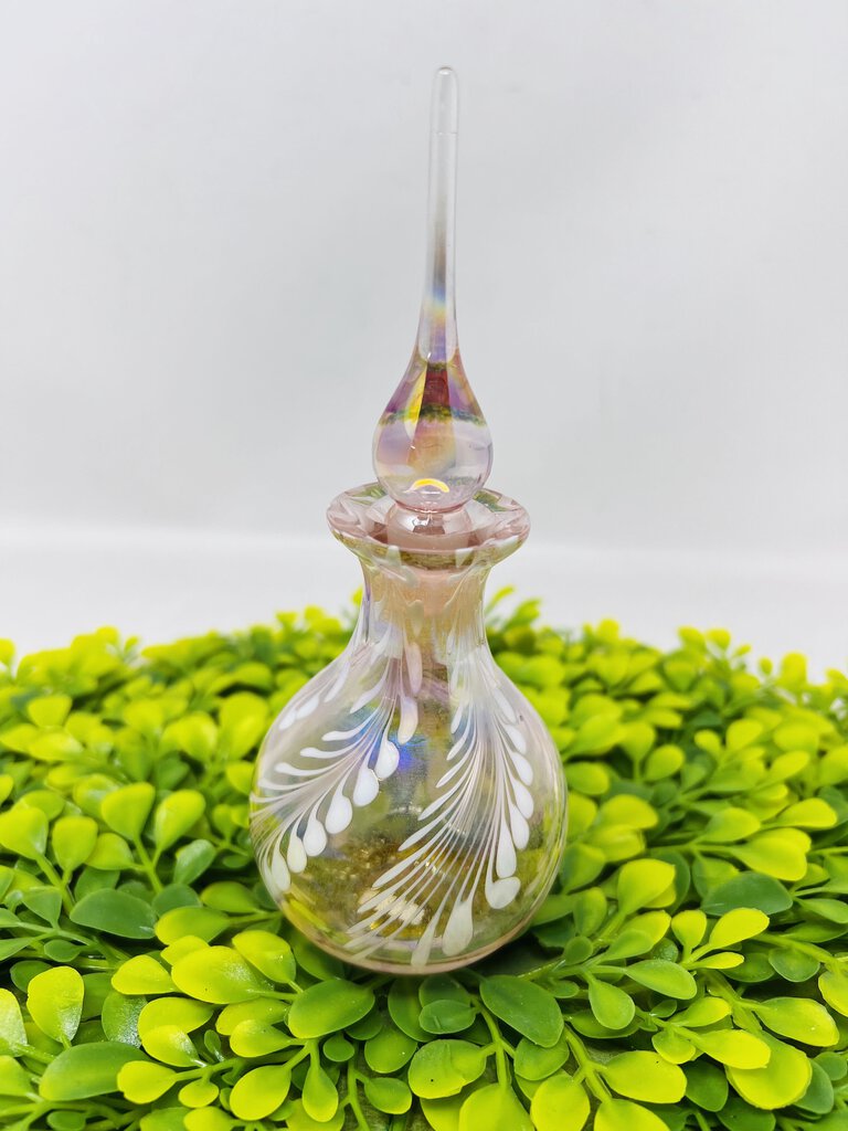 art glass pink opal Perfume Bottle with stopper