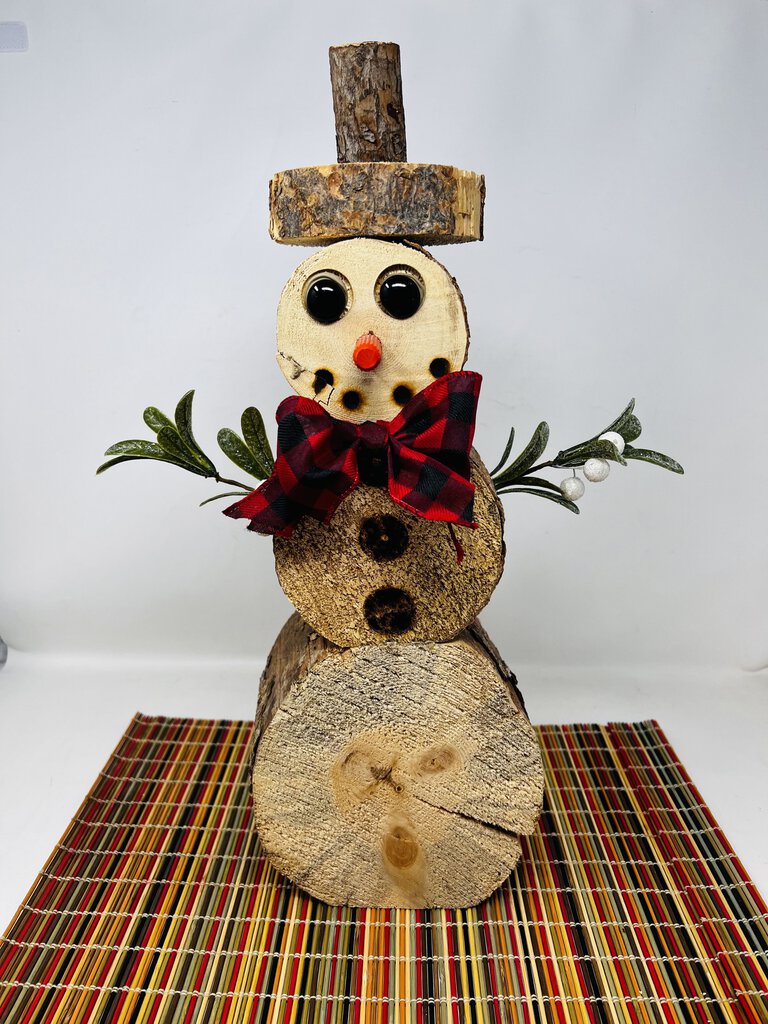 Tree Trunk Snowman