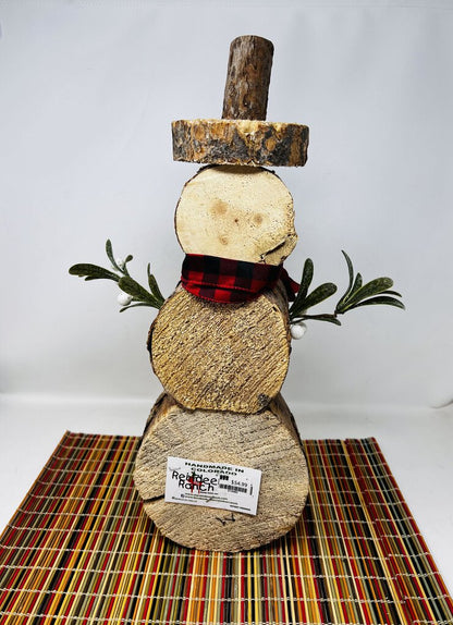 Tree Trunk Snowman