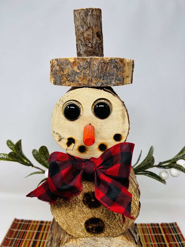 Tree Trunk Snowman