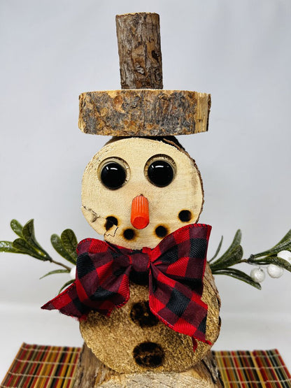 Tree Trunk Snowman