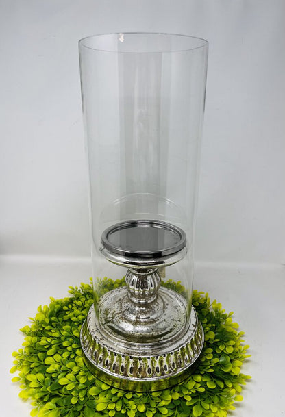 Beautiful Pottery Barn Mercury Glass Candle Holder Glass Dome