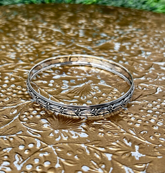 Sterling Chain Clasp Cuff Etched