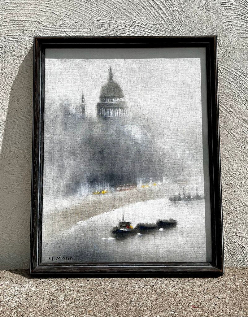 Signed H. Mann Thames River Painting