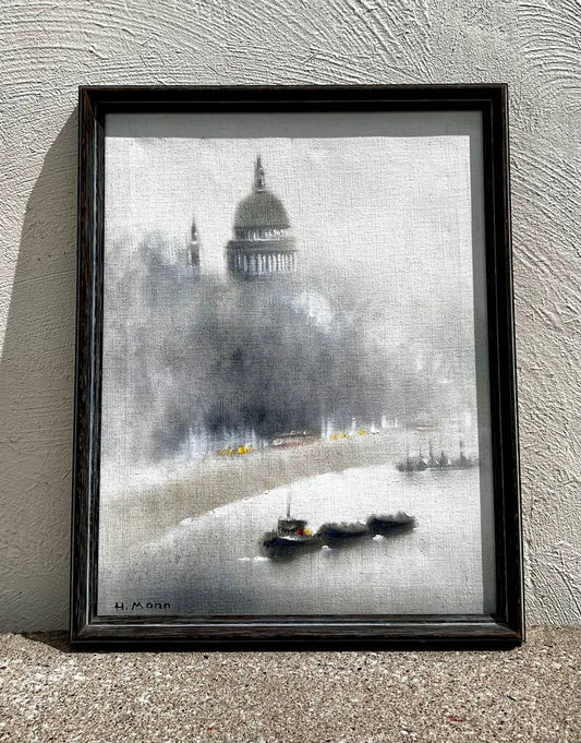 Signed H. Mann Thames River Painting