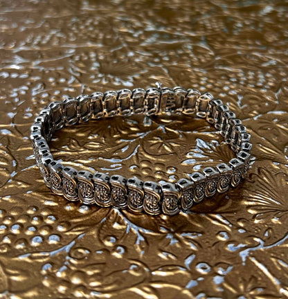 Sterling Silver Diamond Chip S Link Tennis Bracelet