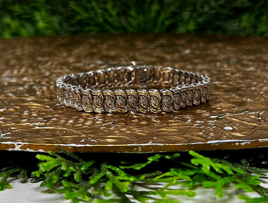 Sterling Silver Diamond Chip S Link Tennis Bracelet