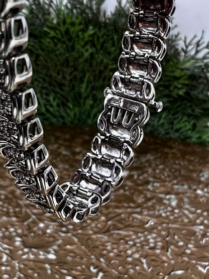 Sterling Silver Diamond Chip S Link Tennis Bracelet