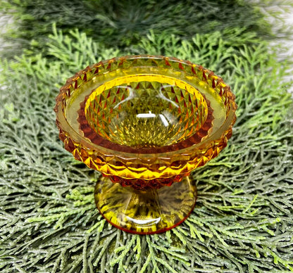 VTG Viking Glass Diamond Point Amber Fairy Lamp