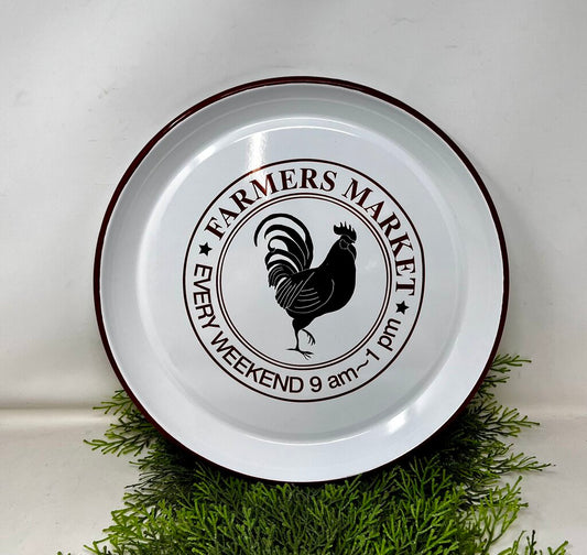 Rooster Enamel Tin Tray