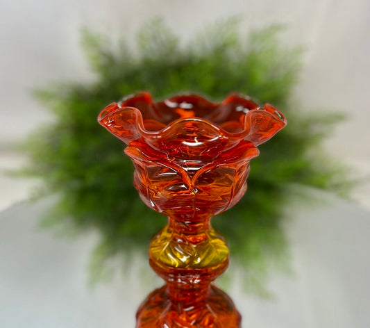 Vintage Viking Hand Made Amberina Glass Candy Dish