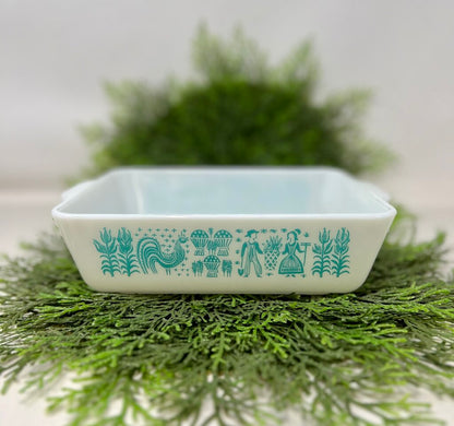 Vintage Pyrex Amish Butterprint Teal Ovenware Casserole Dish 0503 1 1/2qt