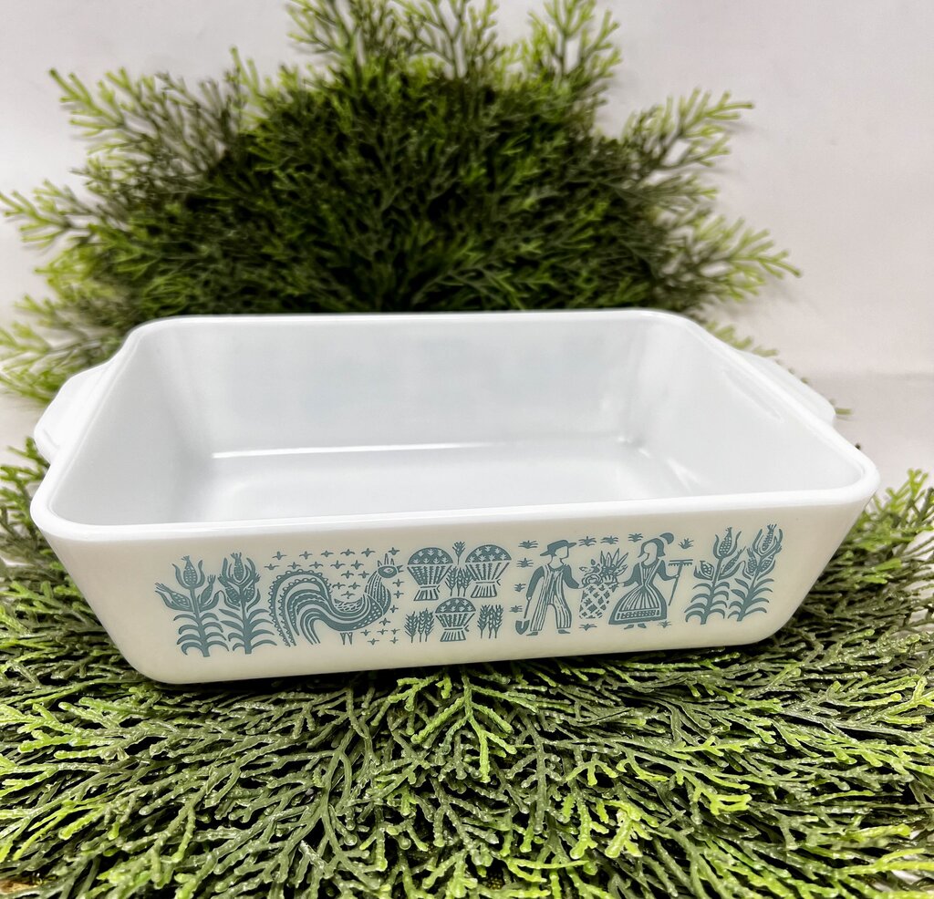 Vintage Pyrex Amish Butterprint Teal Ovenware Casserole Dish 0503 1 1/2qt